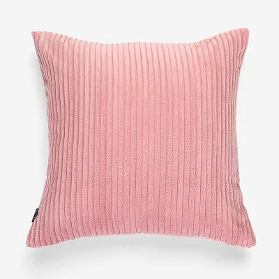 coussin décoratif carré velours côtelé rayures horizontales moderne canapé lit salon maison