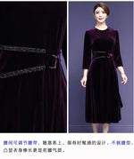 robe velours violet foncé classique biodegradable ceinture ajustable tissu soie