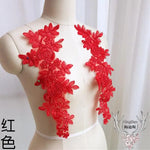applique textile dentelle florale rose clair brodée opalique fine 14x35cm echangetable