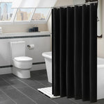 rideau douche noir uni moderne étanche 12 crochets salle bain polyester respectueux environnement