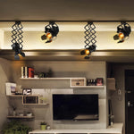 Spot lumineux industriel noir réglable tringle suspension métal opacité lifting ampoule éclairageintérieur métallique vintage