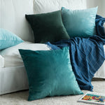 coussin decoratif velours vert foncé moderne doux lit salon voiture 45x45cm