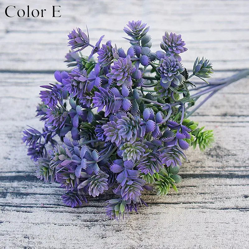 bouquet fleurs artificielles succulentes plastique vert violet orange marron bleu naturel intérieur decoration