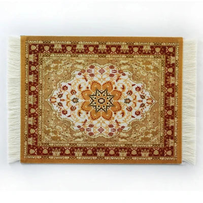 tapis souris caoutchouc anti dérapant ornements floraux rouge jaune bleu noir blanc franges