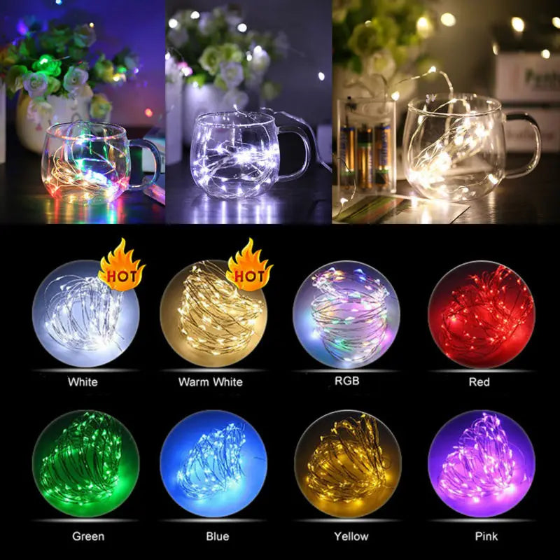guirlande lumineuse led transparente cuivre 2m 20 ampoules timer noel moderne prática