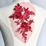 appliques textile brodées fleurs feuilles bleu marine rouge blanc roseclair mariage robemariage