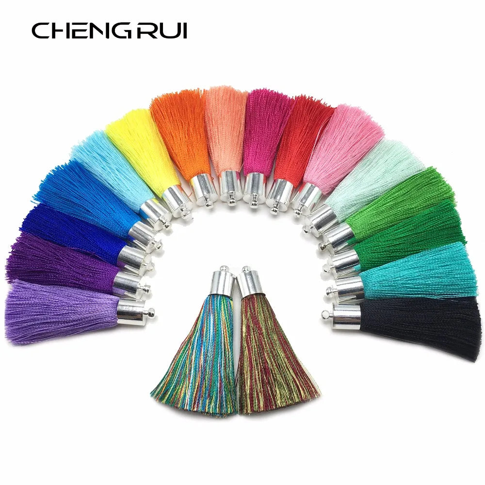 pompons soie couleur variée moderne tissu décoratif rideau vêtement artisanal diy 5cmFRINGES silk tassels