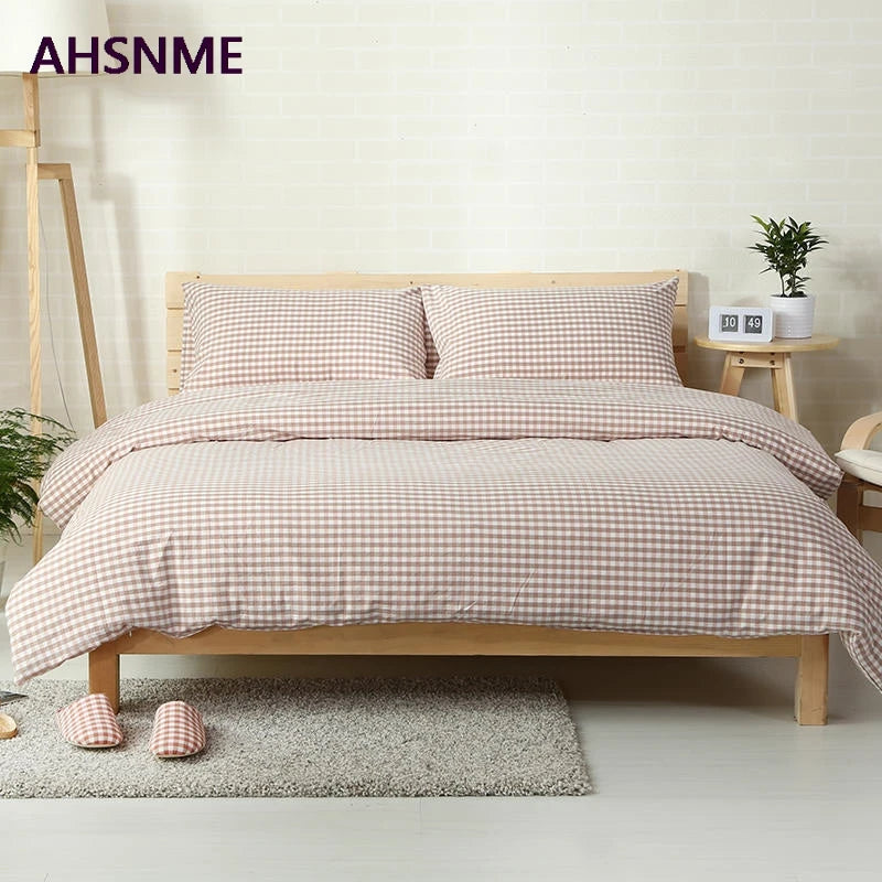 ensemble literie coton gingham rose oreillers couverture taies doreiller simple