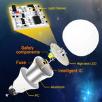 ampoule led e27 blanc moderne 9w 12w 15w sensor crépuscule veilleuse intelligente sécurité aluminium