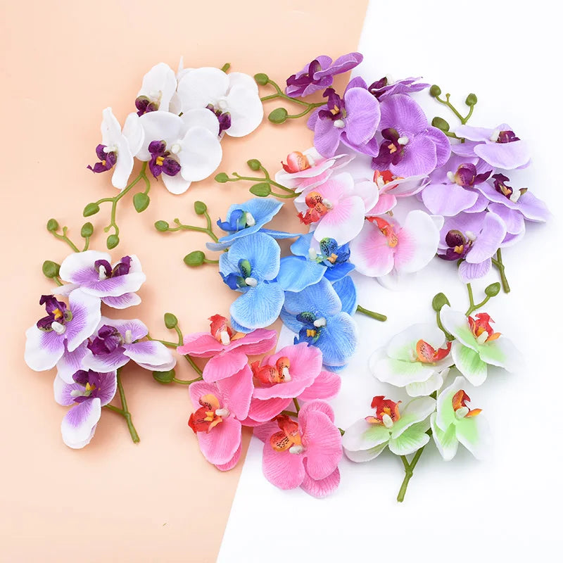 fleurs artificielles orchidées papillon soie rose violet bleu vert décoration maison intérieur mariage anniversaire