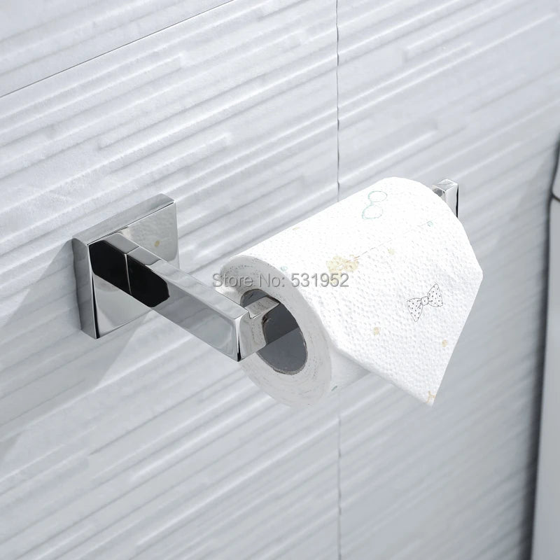 accessoires salle bain chrome acier inoxydable porte serviettes savon papier toilette brosse wc moderne