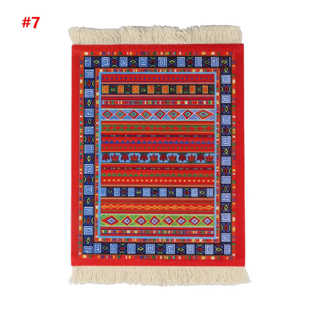 tapis ornements floraux motifs géométriques franges bordures classique rouge bleu violet or blanc