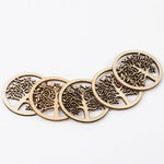 coasters bois naturels arbres sculptés artisanat scrapbooking décor maison 6cm