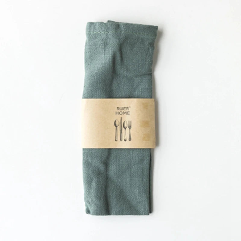 serviettes table coton lin violet bleu marine vert gris beige rouge classique 40x30cm