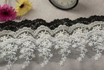 dentelle fine coton blanc noir fleurs décor mariage 15cm paillettes classique erotique echangiste erotique