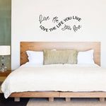 autocollant mural love the life you live lettrage cursive noir moderne décoration intérieure vinyle