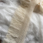 écharpe macramé franges coton blanc boho artisanal longueur 10cm 11cm 14cm
