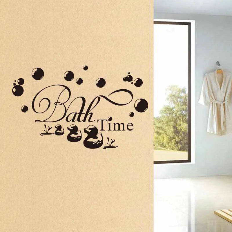 autocollant mural noir bath time bulles canards moderne décoration salle bain enfant 50x30cm pvc