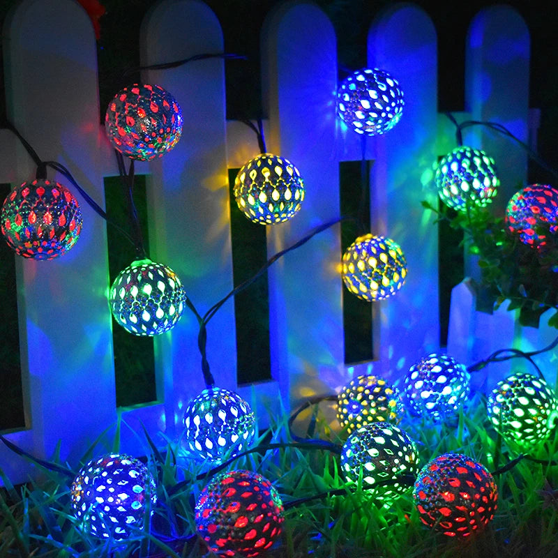 guirlande lumineuse solaire 10 20 leds multicolore translucides moderneextérieur festive