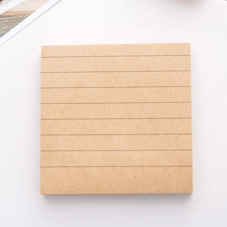 autocollants bloc notes marron clair kraft lignes horizontales simple rustique diy réutilisable surface adhésive