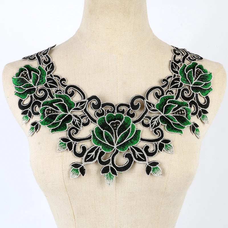 robe vert broderie dentelle organza floral occasion partie textile appliques