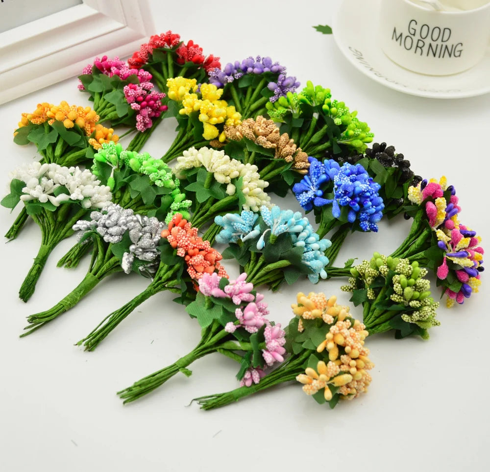 décoration maison bouquet fleurs artificielles mixtes couleurs feuilles bricolage scrapbooking anniversaire mariage