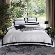 Parure de lit blanc 100% coton 600TC - Ensemble literie luxe pour chambre d'hôtel