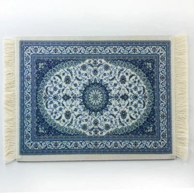 tapis souris caoutchouc anti dérapant ornements floraux rouge jaune bleu noir blanc franges
