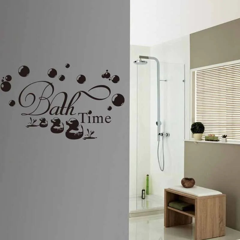autocollant mural noir bath time bulles canards moderne décoration salle bain enfant 50x30cm pvc