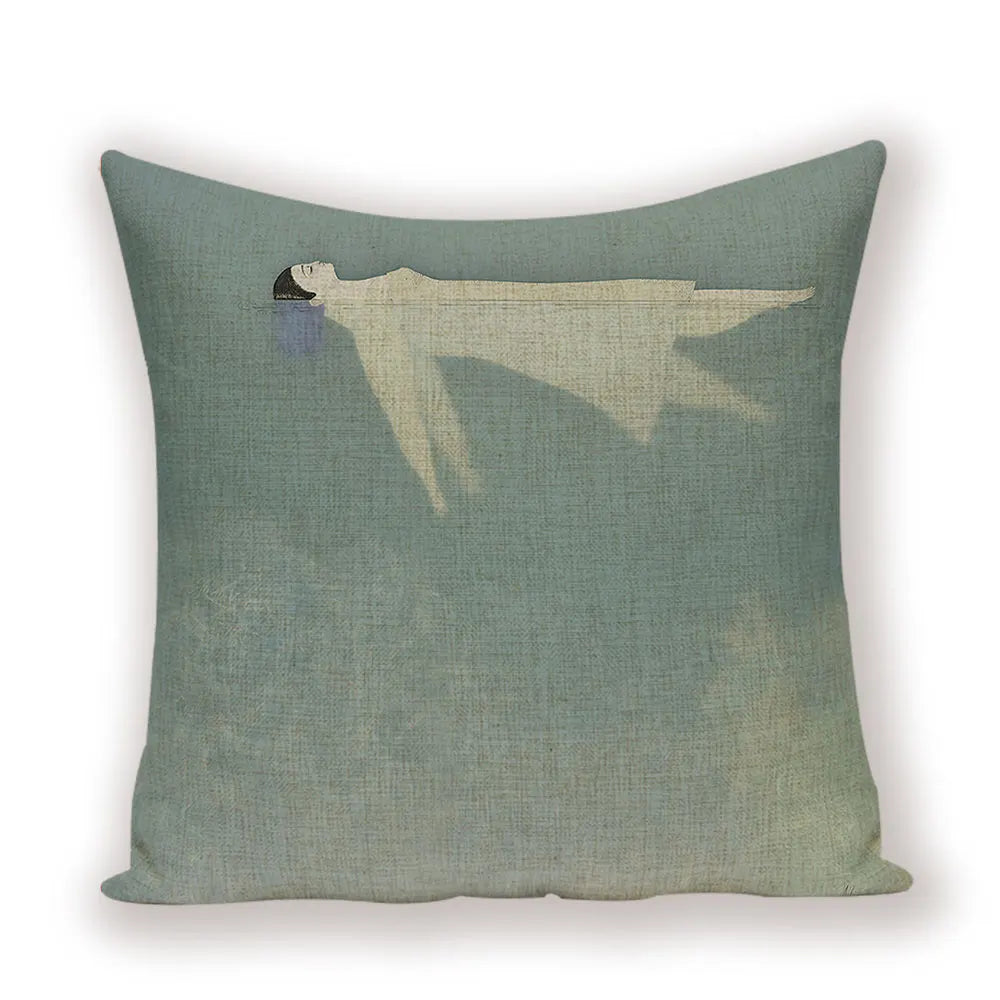 coussin decoratif abstrait bleu clair beige contemporain maison voiture 45x45cm imprimé numérique