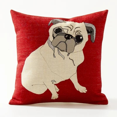 housse carrée coussin animal imprimé moderne zèbre oiseau chien vache multicolore