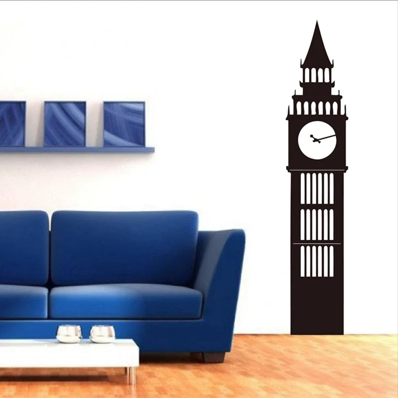 sticker mural tour londres noir minimaliste adhésif decoration moderne maison salon chambre