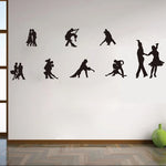 sticker mural silhouettes danseurs noir brun contour simple adhésif chambre danse