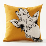 housse carrée coussin animal imprimé moderne zèbre oiseau chien vache multicolore