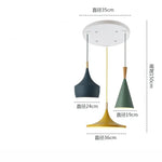 lampes suspendues modernes trois abatjours vert jaune rose blanc minimaliste
