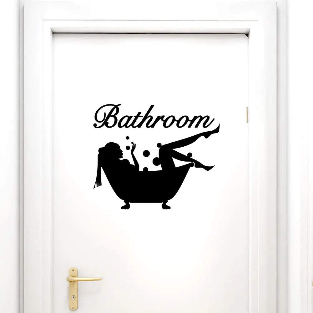 autocollant mural femme baignoire bulles bathroom noir vintage décoration intérieure stickers muraux chambre salle
