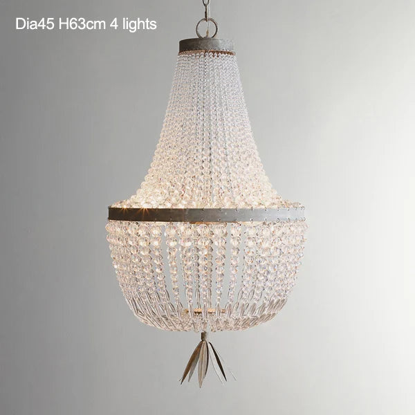 suspension lumineuse vintage cristal blanc doré classique tressé chambre cuisine