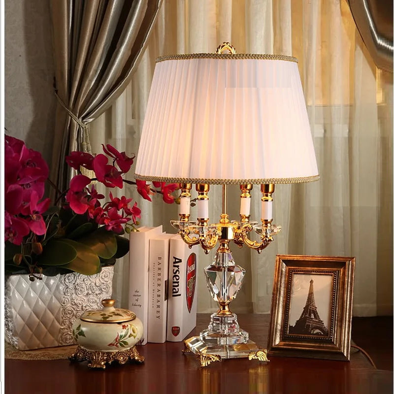 lampe table or blanc noir abat jour velours cristal transparent classique baroque chambre coucher
