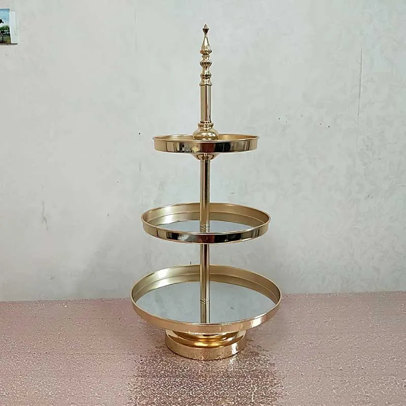 support gâteaux doré métal brillant respectueux environnement classique niveaux cupcakes mariage anniversaire joyeux stand