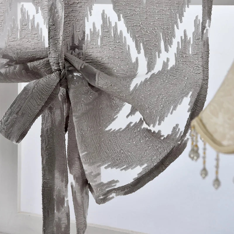 rideau romain jacquard rayé polyester moderne gris marron beige opacité tissé zigzag inclusextérieur