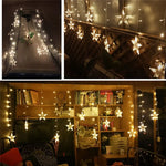 guirlande lumineuse étoiles blanc bleu moderne clips noël led 220v adaptateur électrics