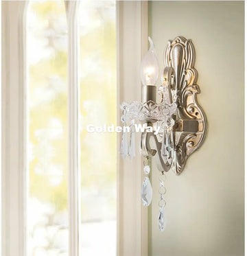 Applique murale ornements baroques cristal transparents doré deux ampoules quatre pendants