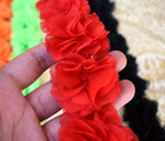 couronne fleurs tissu orange vert rouge clips décoration festive dentelle polyester coton organza