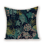 housse coussin carré motif feuilles vertes moderne zip invisible 45cm 45cm