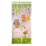 rideau porte hiboux feuilles oiseaux transparent zip vert marron violet bleu