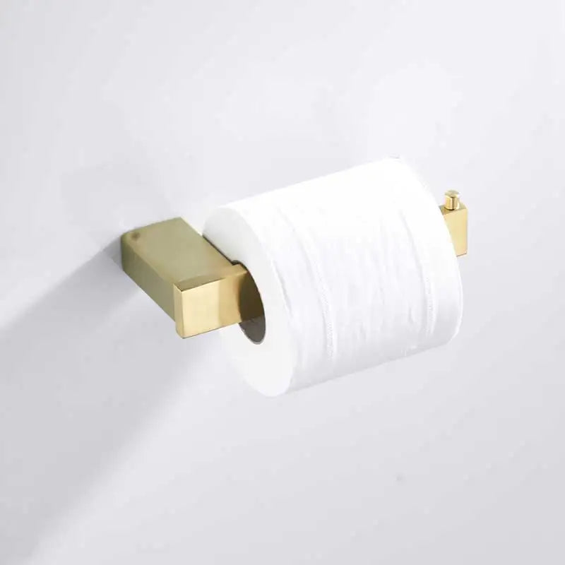 ensemble accessoires salle bain doré nickel moderne porte papier savon porte brosse wc étagerie