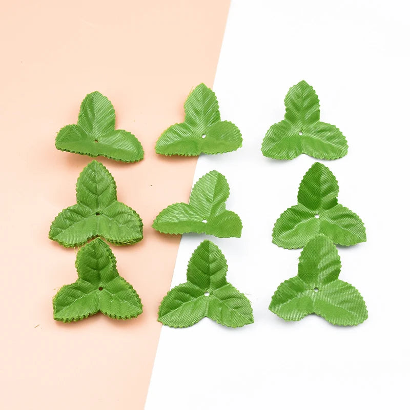 feuilles artificielles soie vertes 200 pièces décoration extérieure motif veiné texturées opaques floral
