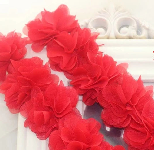 couronne fleurs tissu orange vert rouge clips décoration festive dentelle polyester coton organza