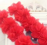 couronne fleurs tissu orange vert rouge clips décoration festive dentelle polyester coton organza