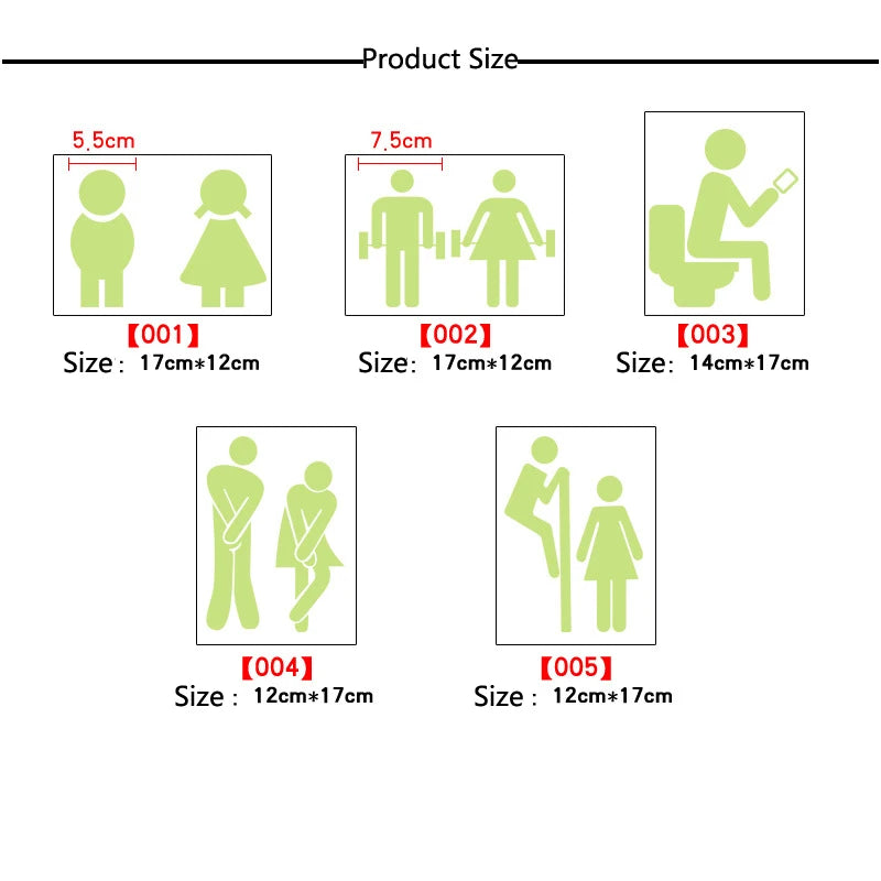 panneau lumineux autocollant toilettes silhouettes homme femme activités vert fluo minimaliste mur